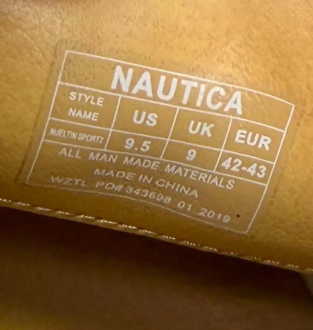 Nautica‎ Men's Moc Toe Boat Shoes with White Sole Size 9.5 Man-made Material